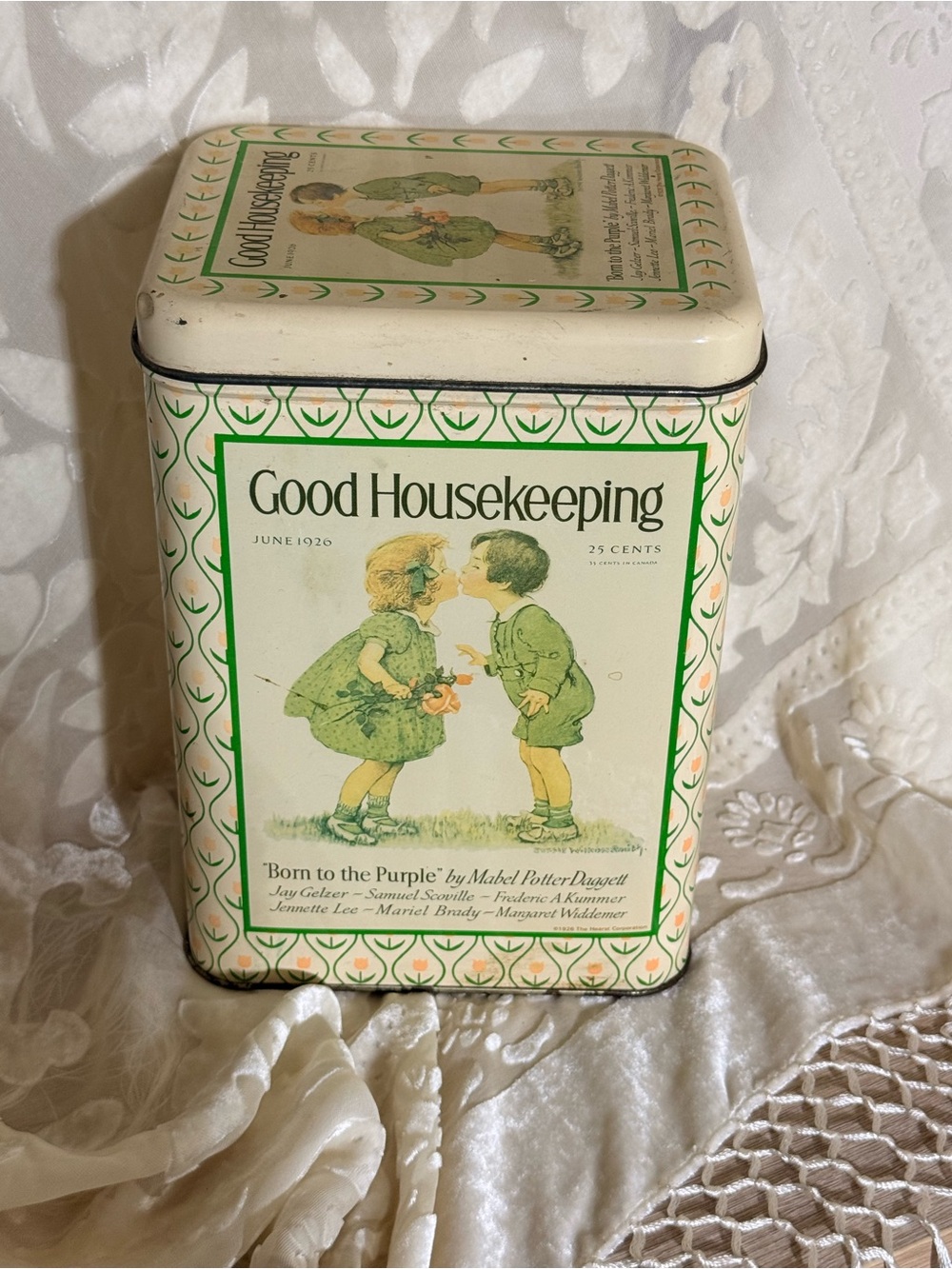Vintage Green Decorative Tin - Green